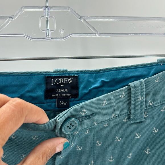 J.Crew READE Chino Short Pine Green Anchor novelty Print classic preppy size 34 - Picture 5 of 5